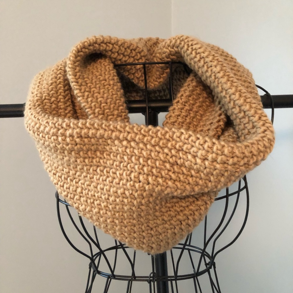 Camel Colored knit Infinity Scarf